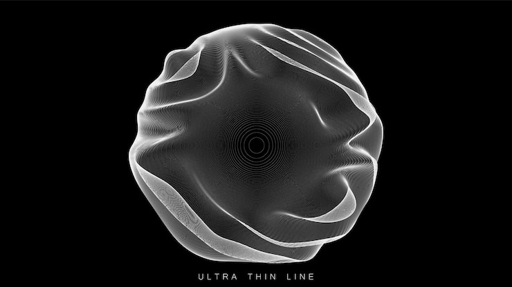 Free Vector distorted line spheres. thin line glitch geometry.