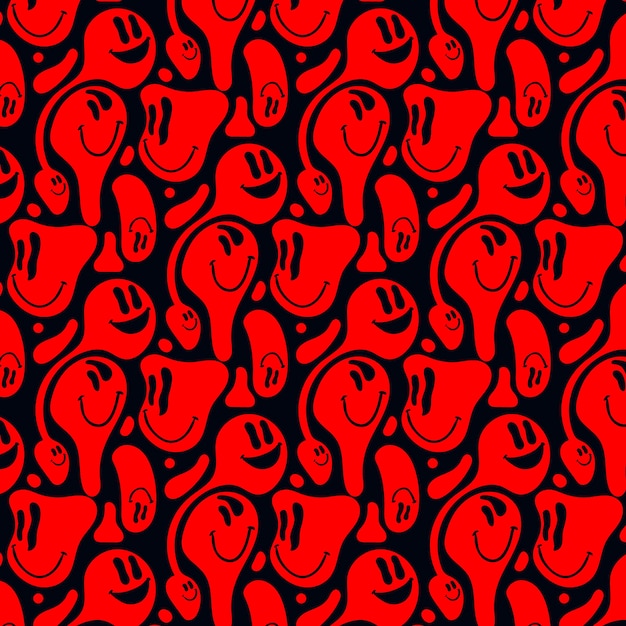 Distorted red emoticons pattern