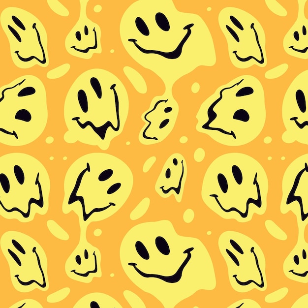 Vettore gratuito emoticon sorriso distorto design pattern