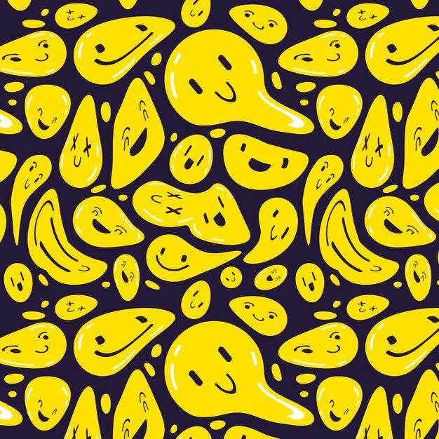Distorted yellow smile emoticons pattern