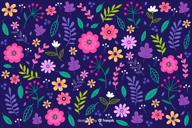 Ditsy colorful floral wallpaper