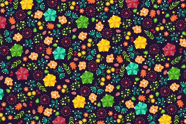 Ditsy colorful floral wallpaper