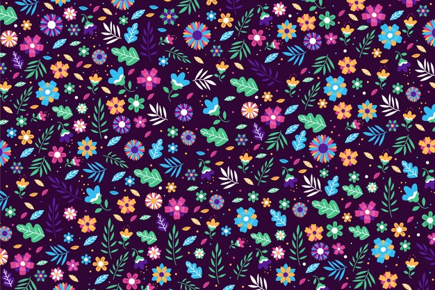 Ditsy colorful flowers background