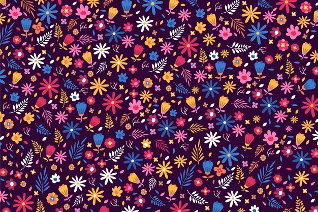 Ditsy colorful flowers wallpaper