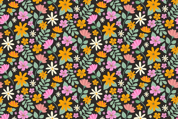 Free vector ditsy floral background with colorful flowers