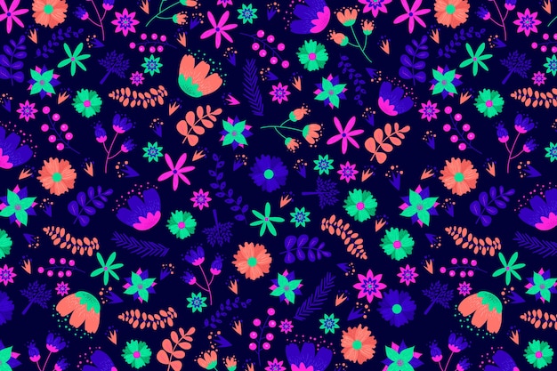밝고 화려한 꽃과 ditsy 꽃 패턴