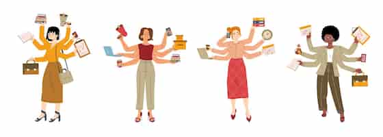 Free vector diverse business women with many hands
