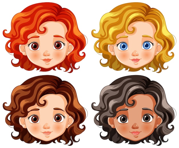 Free vector diverse childrens faces vector illustration