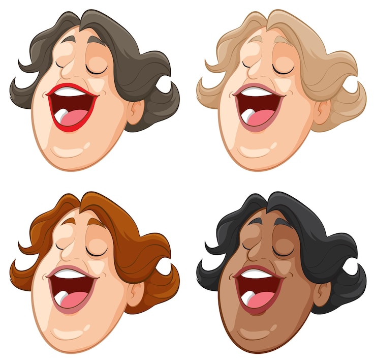 Free Vector diverse faces of joyful laughter