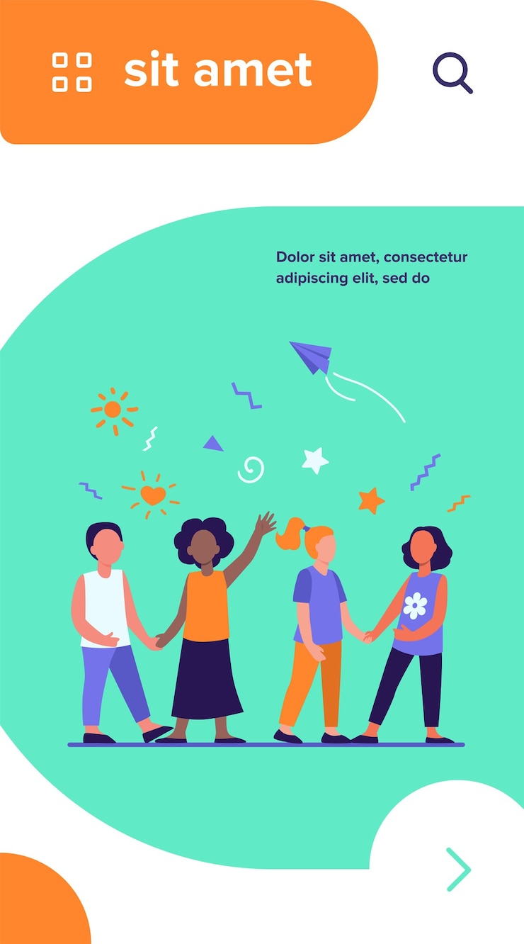 Free Vector diverse group of children in kindergarten