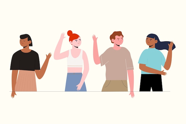 Free vector diverse group people high five concept