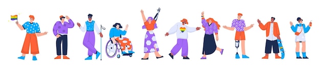 Free vector diverse people with disabilities lgbt persons