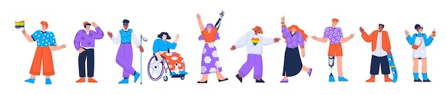 Free vector diverse people with disabilities lgbt persons