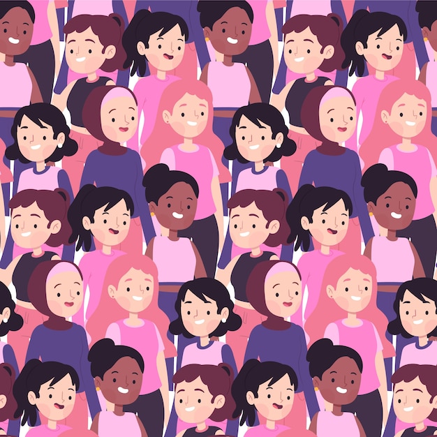 Free vector diverse women's day pattern with women faces