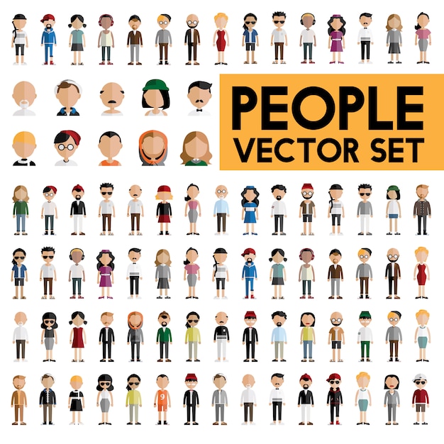 Diversity community people flat design icons concept