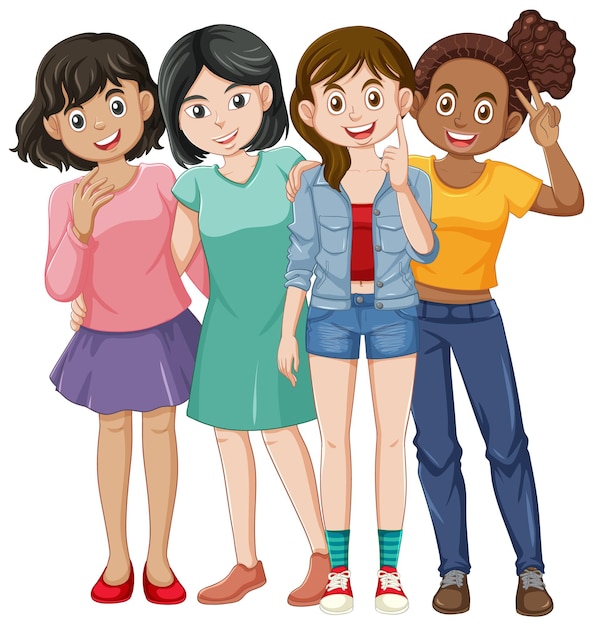 Diversity girls friendship vector