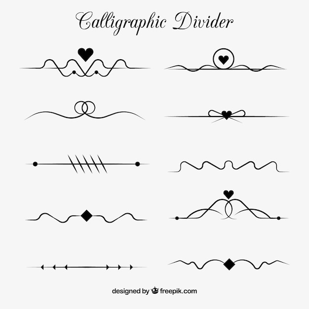 Vettore gratuito collezione di divisori in stile calligrafico