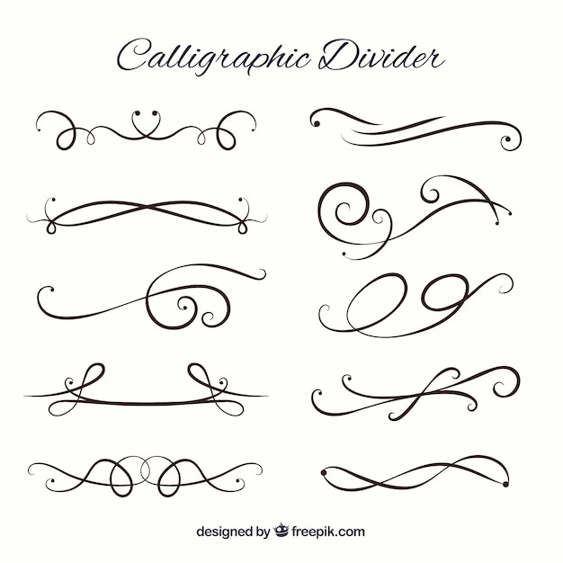 Vettore gratuito collezione di divisori in stile calligrafico