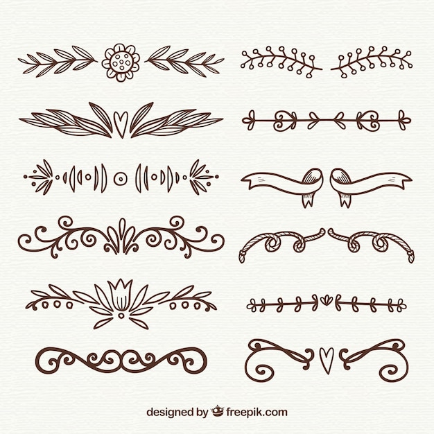 Free vector dividers collection in hand drawn style