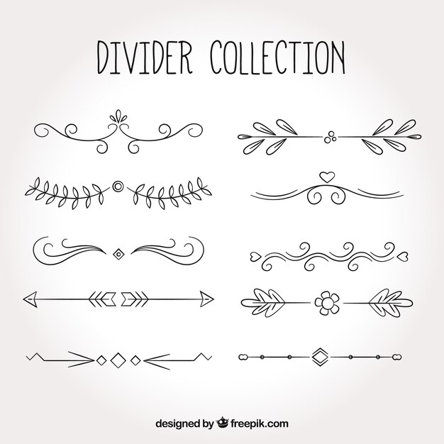 Dividers collection in hand drawn style