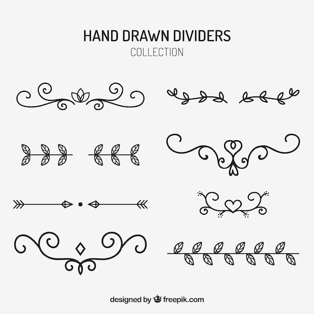 Free vector dividers collection in hand drawn style