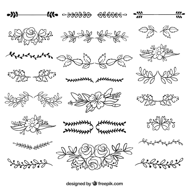 Vettore gratuito collezione di divisori con elementi floreali