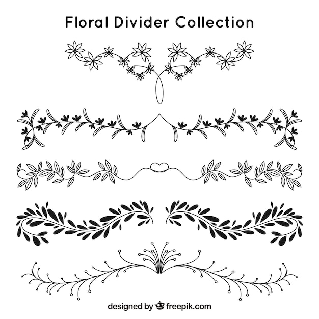 Vettore gratuito collezione di divisori con ornamenti floreali