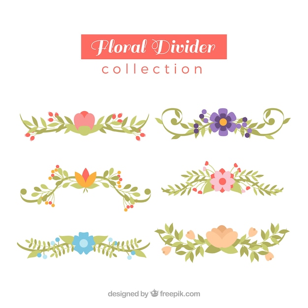 Free vector dividers collection with floral ornaments