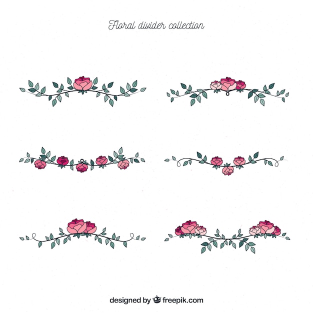 Free vector dividers collection with floral ornaments