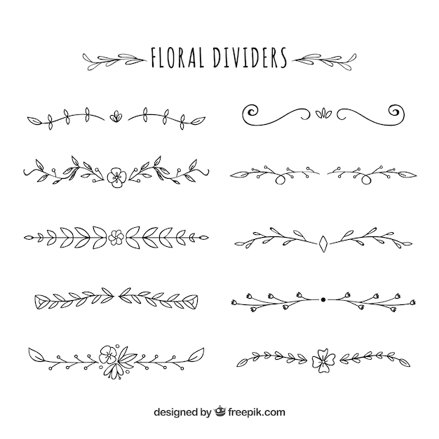 Free vector dividers collection with floral ornaments