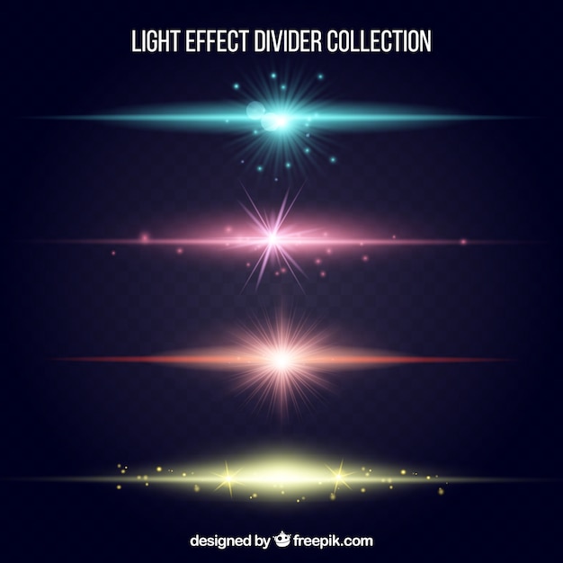 Vettore gratuito collezione di divisori con effetto luce