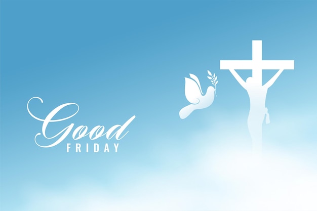 Divine good friday background with cross and peace dove bird