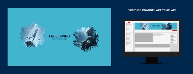 無料ベクター ダイビングフラットyoutubeチャンネルアート