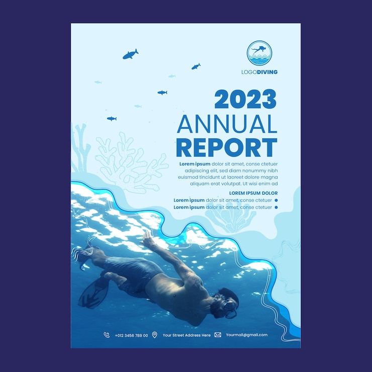 Free Vector diving hand drawn flat annual report