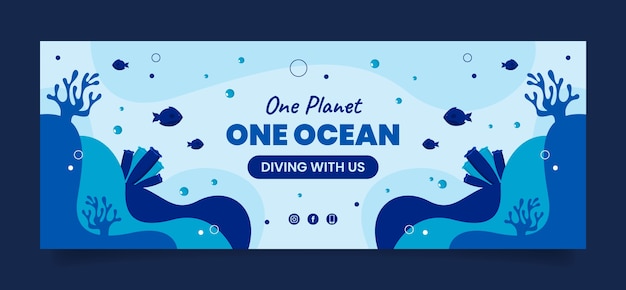 Free vector diving hand drawn flat facebook cover