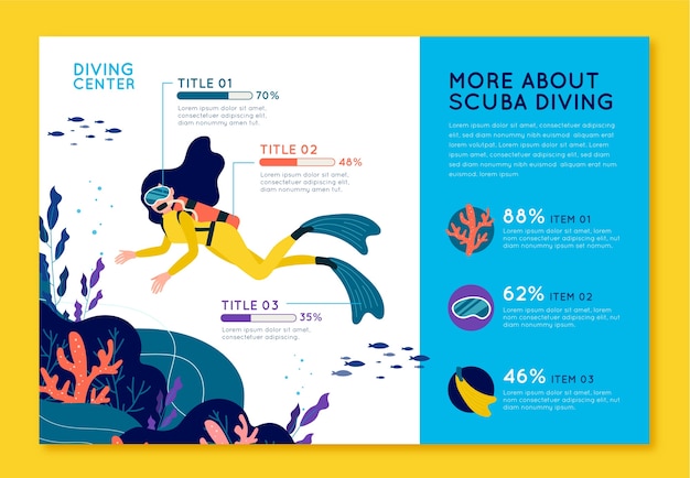 Free vector diving hand drawn flat infographic