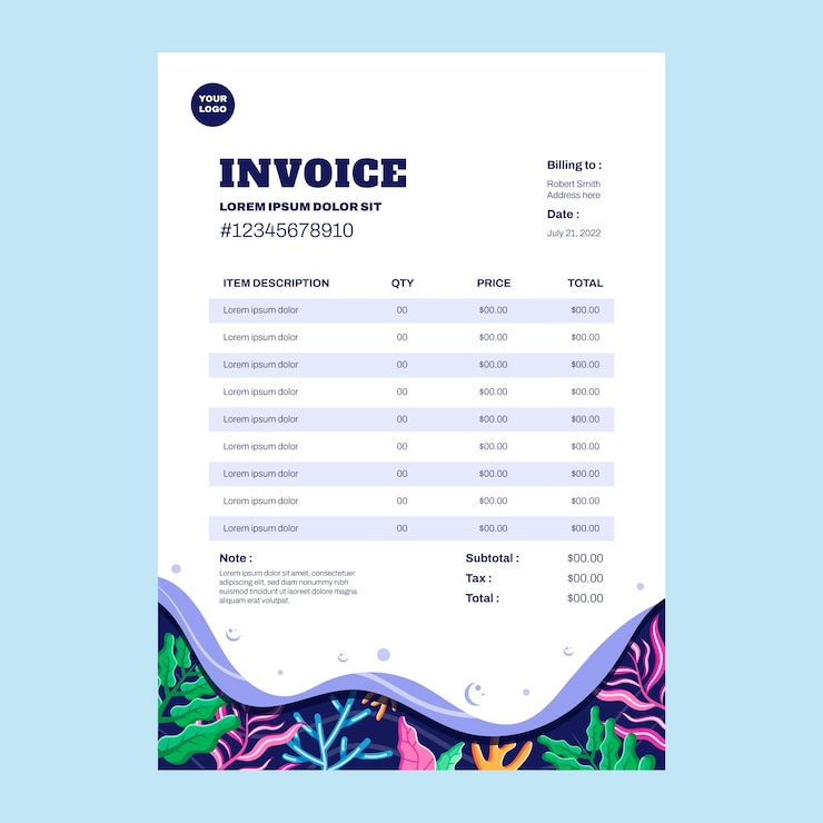Free Vector diving hand drawn flat invoice