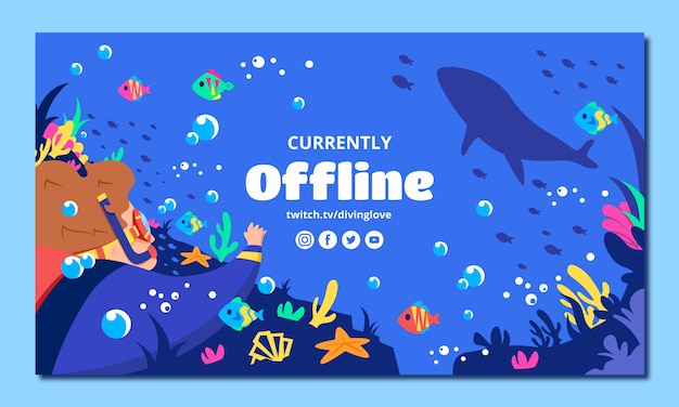 Free vector diving hand drawn flat twitch background