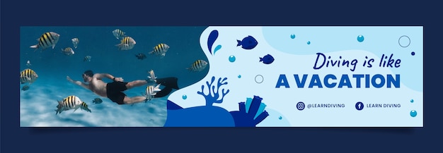 Diving hand drawn flat twitch banner