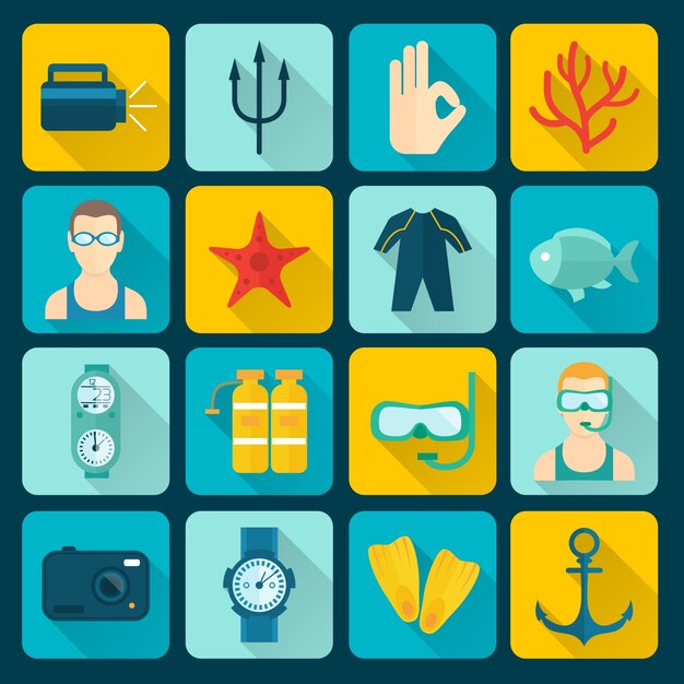 Free Vector diving icons collection