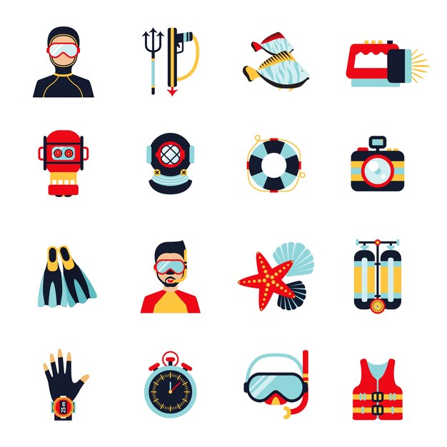 Diving Icons Set