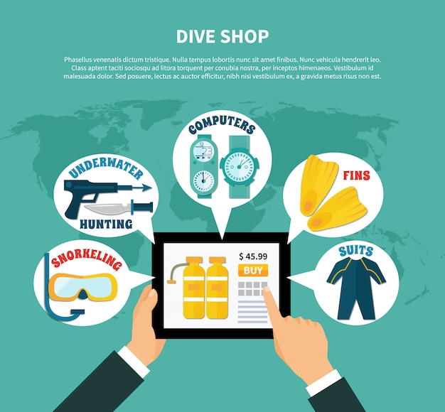 Diving Shop Buying Online Composition