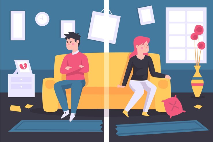 Free Vector divorce concept illustrated with people distancing each other