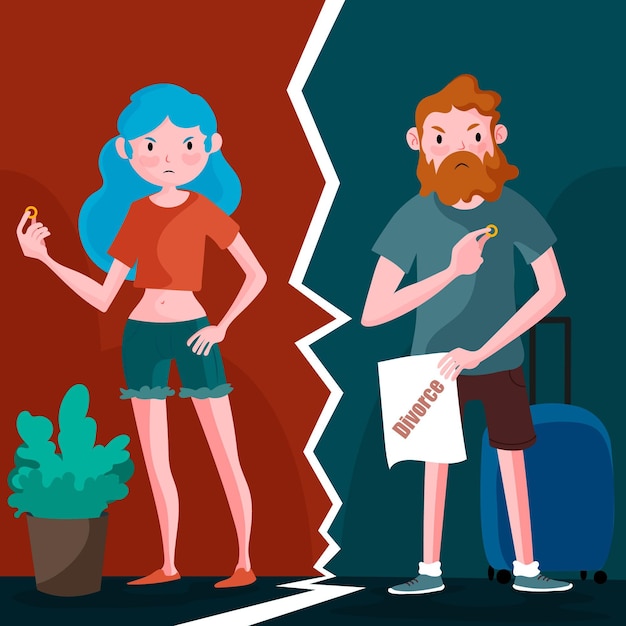 Free vector divorce concept illustrated