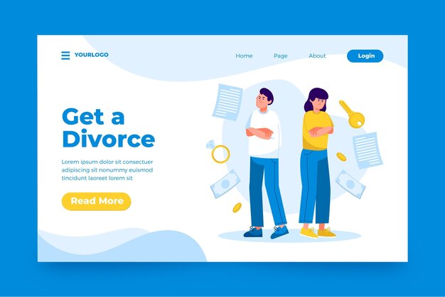 Divorce concept landing page template