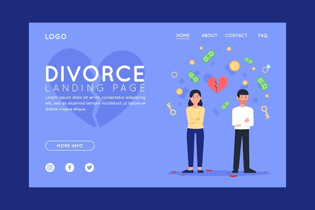 Vettore gratuito concetto di divorzio - landing page