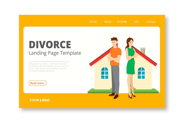 Free vector divorce concept landing page