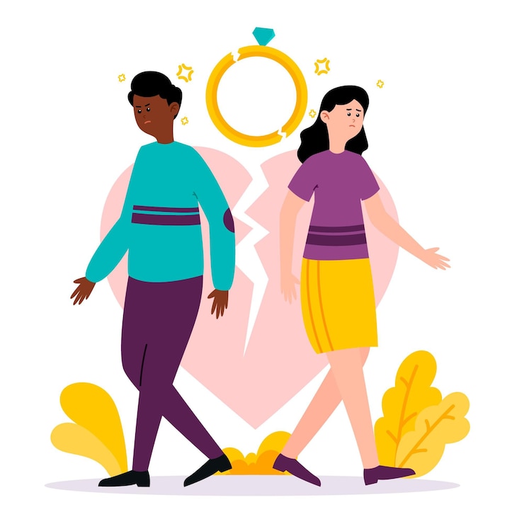 Free Vector divorce concept with broken ring