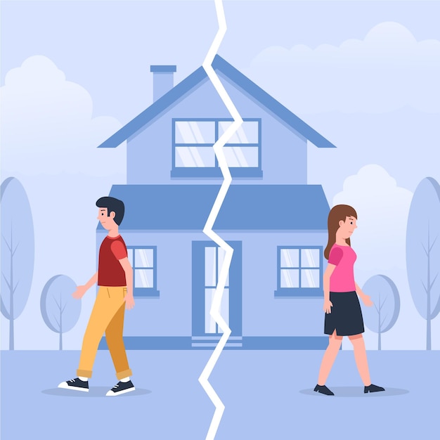 Free vector divorce concept with couple