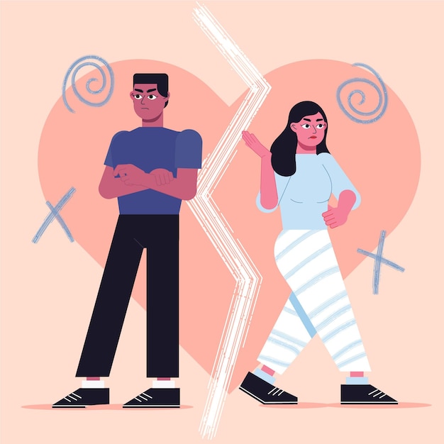 Free vector divorce concept with couple